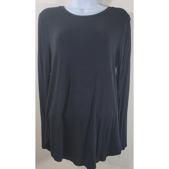 Old Navy Black Long Sleeves Round Neck Top Large Lightweight Soft Stretchy - Picture 1 of 5